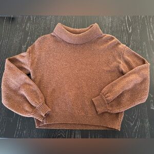 Something Navy Warm Brown Turtleneck Sweater